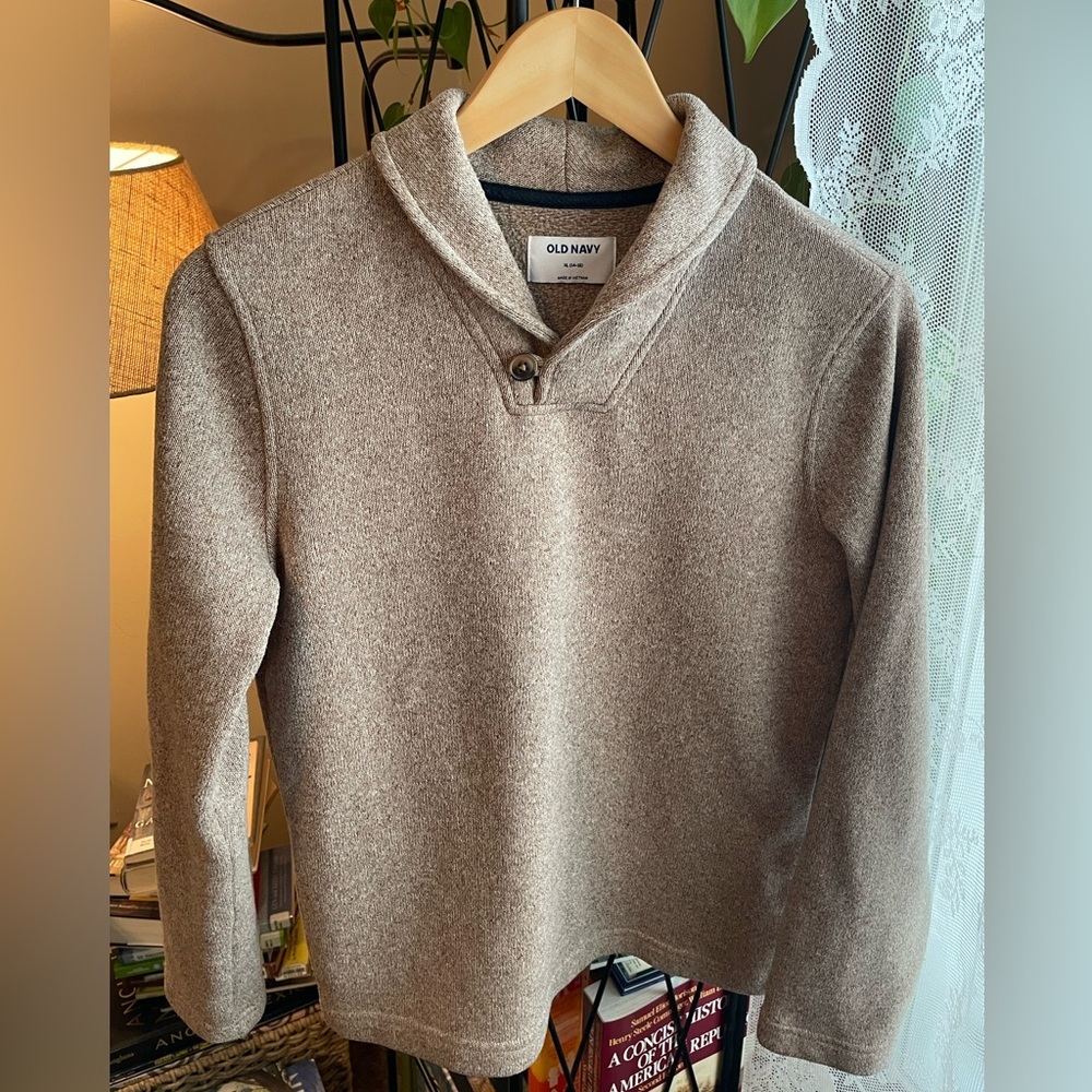 Old Navy Shawl Collar Youth Sweater / Sweatshirt in Taupe / Beige / Tan